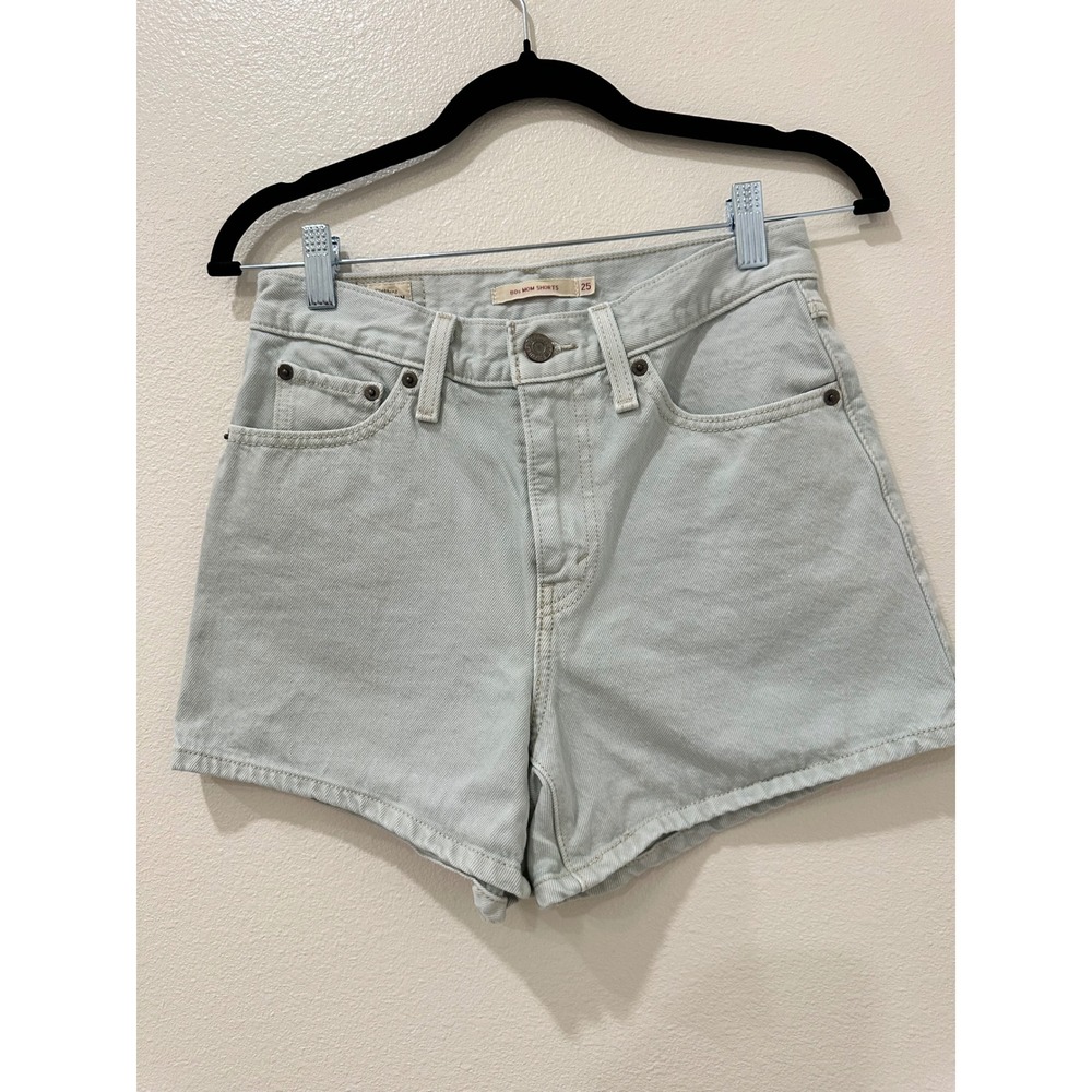 Levis Premium 80s Mom Shorts Womens 25 Light Grey High Rise Denim Retro Pockets